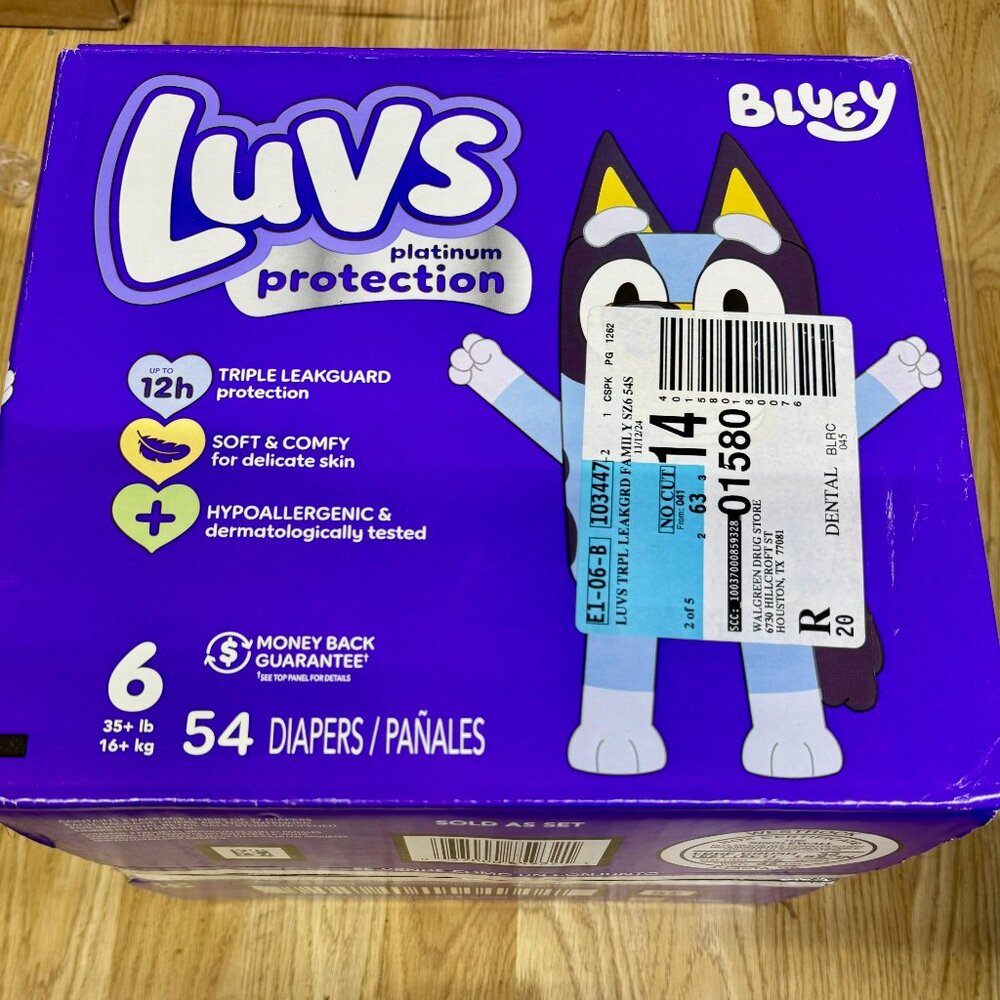 Luvs Platinum Protection Diapers Size 6, 54 Count Bluey Edition